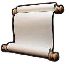 A paper scroll with wooden handles on top.